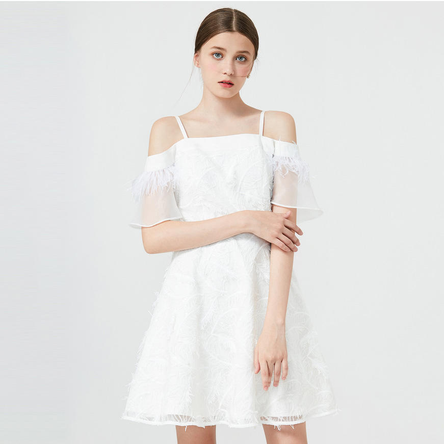 Custom Condole Belt White Women Dress
