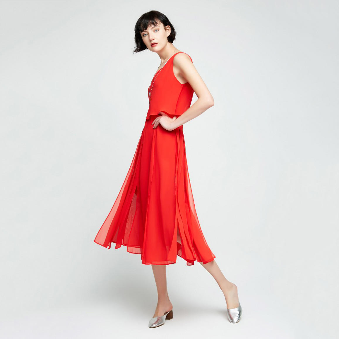 Orange Pure Color Women Dress OEM Orange Pure Color Women Dress OEM